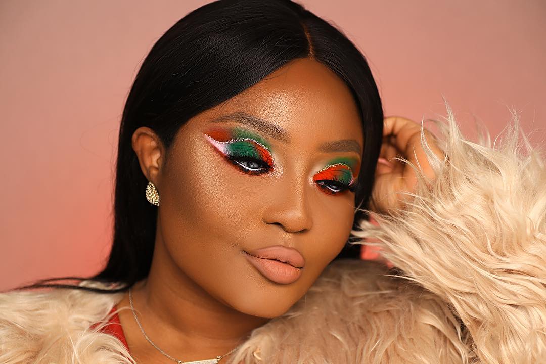 Youkeyy in a holiday makeup look.